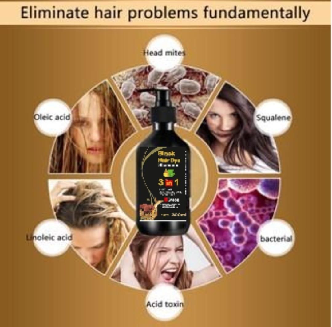 BLOSDREAM Black Hair Shampoo 3‑in‑1 – Cleanse, Nourish & Color Shampoo