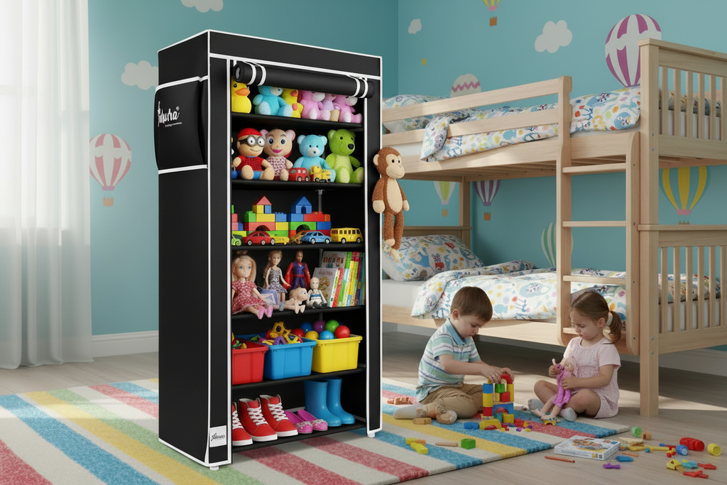 6 Rack Collapsible Wardrobe Cabinet and Shoe Rack