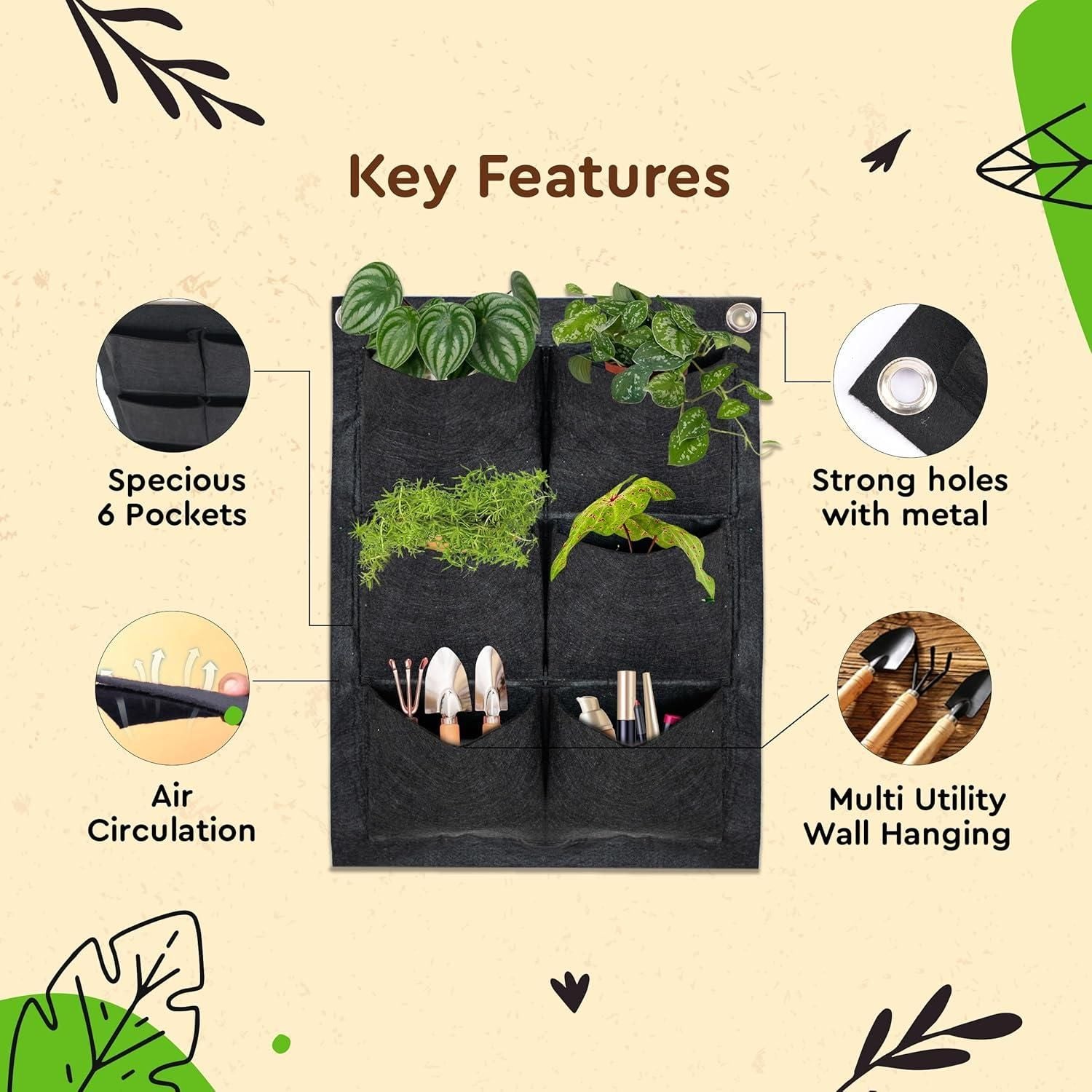 Vertical Hanging Wall Planter for Balcony/Indoors